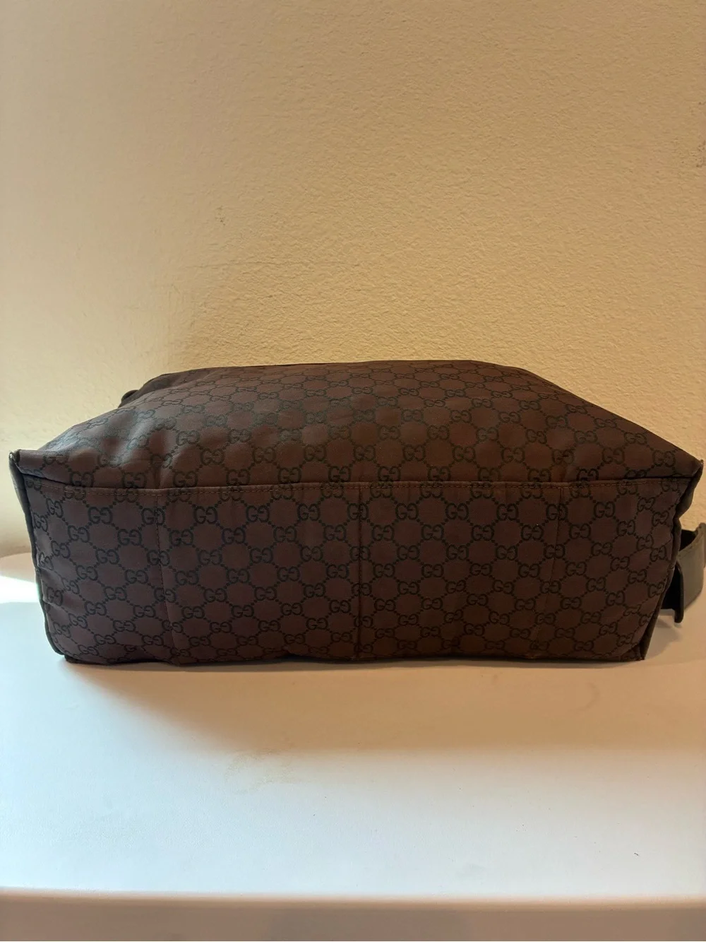 Gucci Brown Monogram Canvas Messenger with Leather Strap